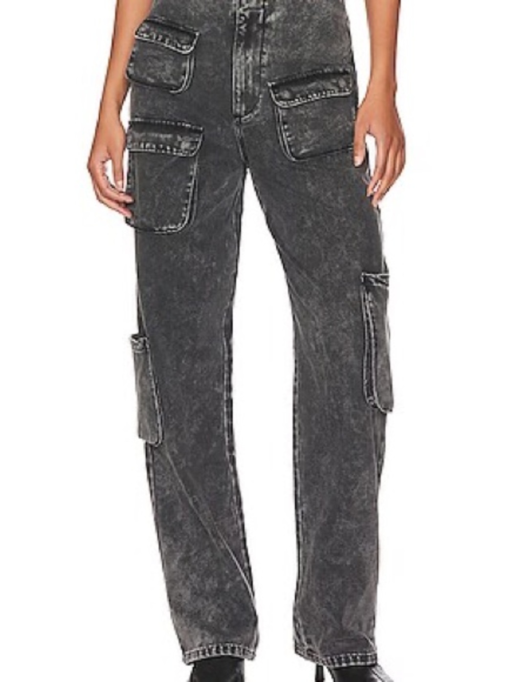 AFRM Sigmund Cargo Jeans - Washed Black Straight-Leg